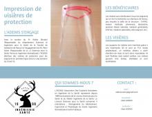 Plaquette de présentation des visières 3D ADENIS durant le covid19